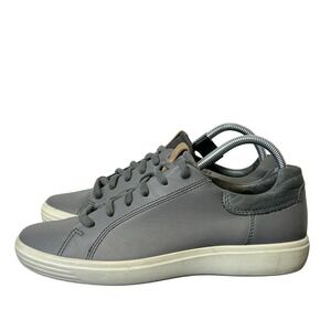 ECCO Soft 7 Shoes Men's Size 8 Gray Leather Comfort Lace Up Casual Sneakers‎